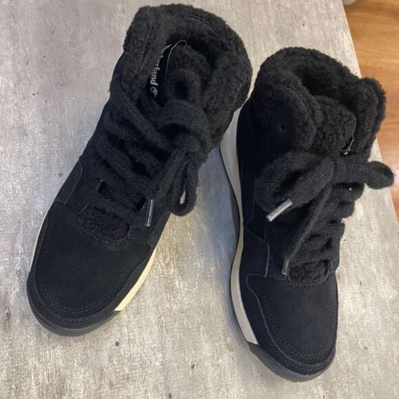 TIMBERLAND WOMEN'S RETRO SWIFT HIGH TOP LACE SNEAKE BLACK SUEDE A431J-EK4 - Picture 1 of 9